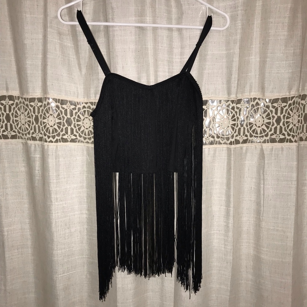 Black Fringe Tank Top